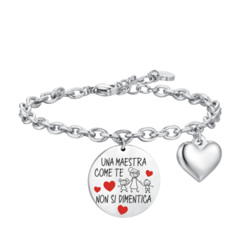 Luca Barra Bracciale Donna In Acciaio Con Scritta 'Tutto Inizia Con Un Sogno' E Smalto Nero - Referenza BK2377