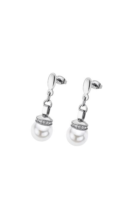 LOTUS STYLE Orecchini Donna In Acciaio Inox Con Perla — Collezione Rainbow, Colore Argento, Eleganti E Ipoallergenici
