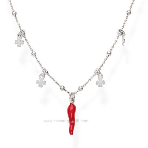 Amen Collana Donna In Argento 925, Modello CLFLLIB3, Gioiello Elegante E Semplice Per Ogni Giorno