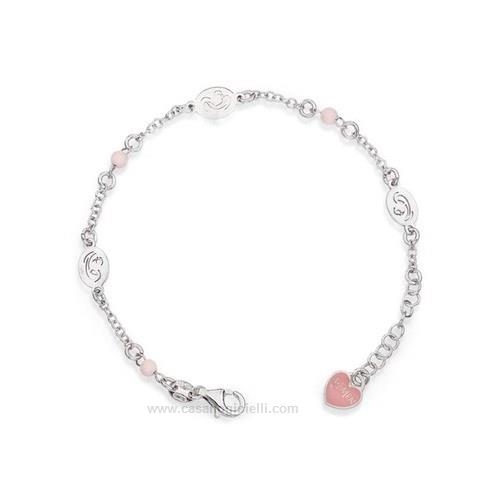 Amen Bracciale Donna In Argento 925 Rosa E Smalto Rosso - Lunghezza 16+3 Cm, Con Charms, Referenza Brcshrr3