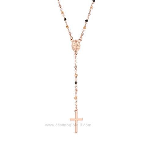 Mugler Amen Rosari Collana Rosario In Argento 925 Rodiato, Perline 2,5 Mm, Design Classico Moderno, Unisex