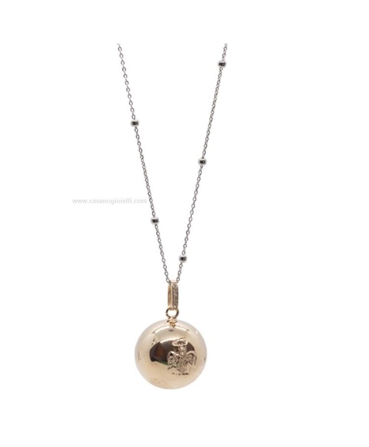 Lovemycocca Collana Chiama Angeli Gravidanza Con Cuore – Ciondolo Sferico E Catena Acciaio 100cm