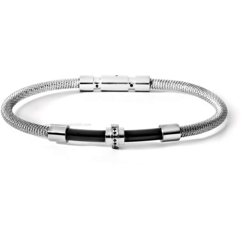 Breil Gioielli – Bracciale Uomo Acciaio Collezione Gritty – Maglie Groumette Grandi, Finitura Satinata – Modello TJ2976, Misura 22