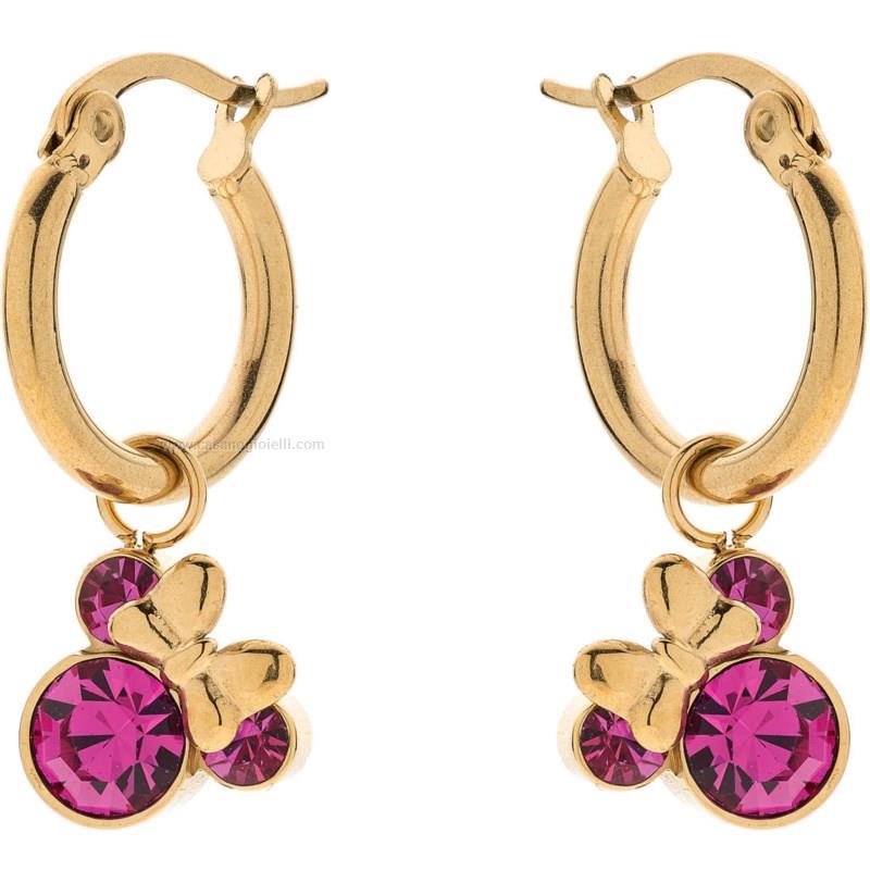 Orecchini Bambina DISNEY Earrings E600182yrpl-b . cs Acciaio Cristalli  swarovski Acciaio dorato Cristalli - Gioielleria Casano