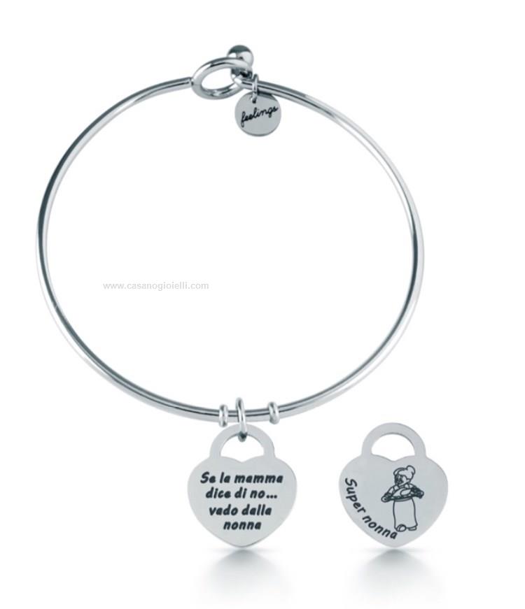 Liebeskind Berlin Bracciale Donna Acciaio Inox 32019439 - Catena Barbazzale Con Ciondolo Cuore Nero