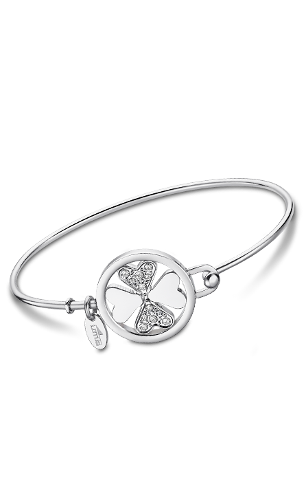 Bracciale Rigido Lotus Style In Acciaio Inox - Gioiello Donna Con Simbolo Mano Di Fatima