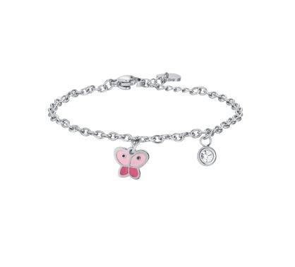 Bracciale Acciaio Bambina Luca Barra Bracelet Jb188 Smalto Smalto Acciaio  Cristalli - Gioielleria Casano