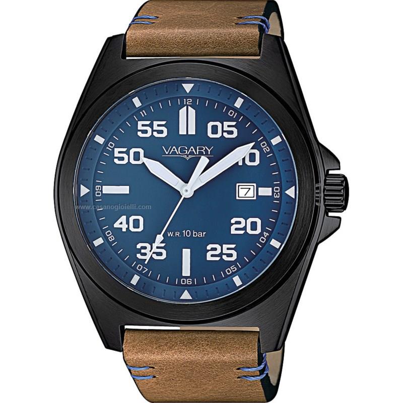 Orologio Quarzo Uomo VAGARY Vagary solo tempo Ib8-241-70 Solo tempo 43 mm  Acciaio nero - Gioielleria Casano